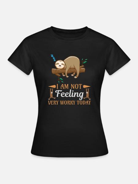 Cooles Hipster T-Shirt mit Faultier - Frauen T-Shirt - Schwarz