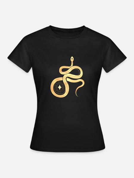 GOLDEN SNAKE - Frauen T-Shirt - Schwarz