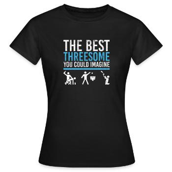 Drinking Games Booze Lustig Festival Beer Threesome - Women's T-Shirt - black - Front - AI Model Female 172 dark (172cm)