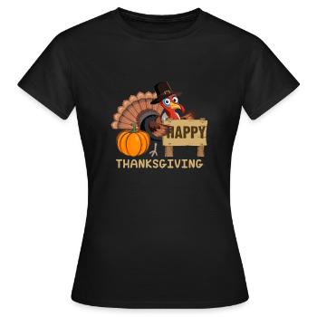 Happy Thanksgiving Holliday Autumn Turkey - Women's T-Shirt - black - Front - AI Model Female 172 dark (172cm)