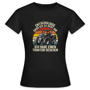 Habe einen Traktor gesehen Trecker - Frauen T-Shirt - Schwarz - Vorne - AI Model Female 172 dark (172cm)