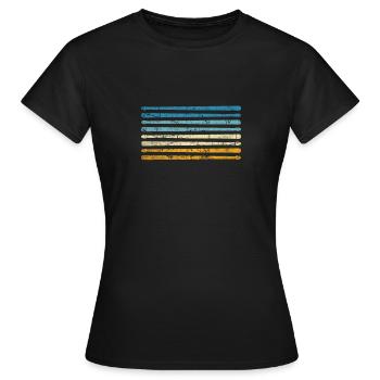Retro Perkussion Musik Schlagzeuger - Frauen T-Shirt - Schwarz - Vorne - AI Model Female 172 dark (172cm)