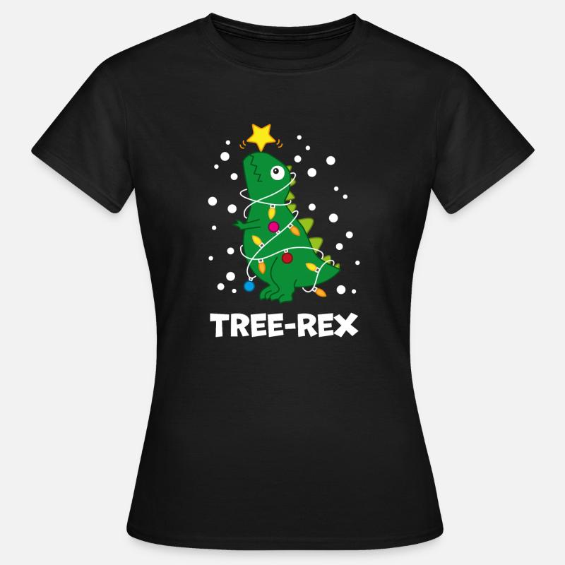Tree Rex Christmas Weihnachten Ugly T Rex - Women's T-Shirt - black