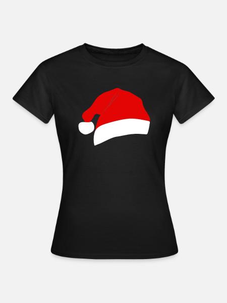 Weihnachtsmütze In Rot - Frauen T-Shirt - Schwarz