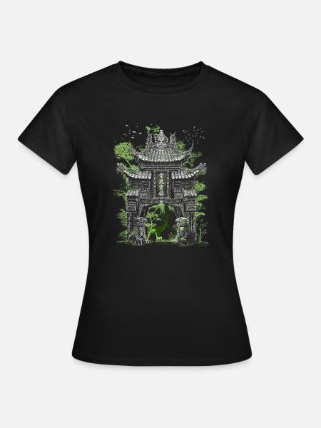 Japanischer Tempel - Frauen T-Shirt - Schwarz