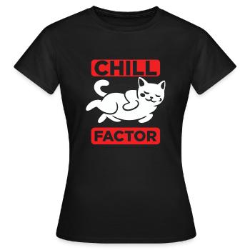 Le chat frissonne et dort - T-shirt Femme - noir - Devant - AI Model Female 172 dark (172cm)