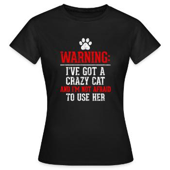 Remarque: t-shirt de chat fou. Commandez ici. - T-shirt Femme - noir - Devant - AI Model Female 172 dark (172cm)