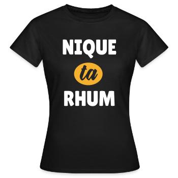 tee shirt nique ta rhum - T-shirt Femme - noir - Devant - AI Model Female 172 dark (172cm)