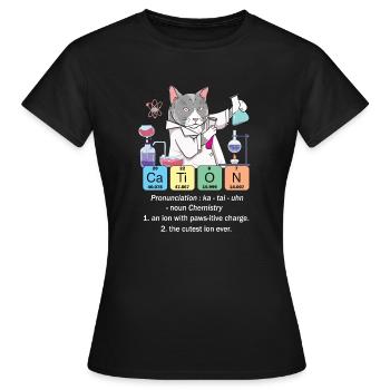 Funny Inorganic Chemistry Cat Art Gift - Frauen T-Shirt - Schwarz - Vorne - AI Model Female 172 dark (172cm)
