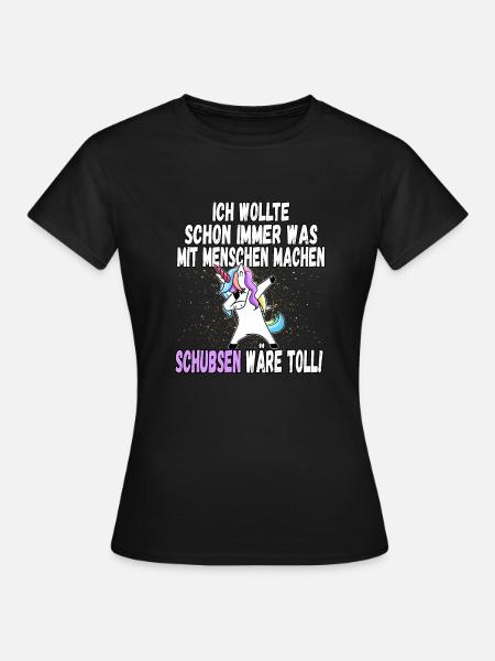 "Was mit Menschen machen" - lustig Einhorn Spruch - Frauen T-Shirt - Schwarz