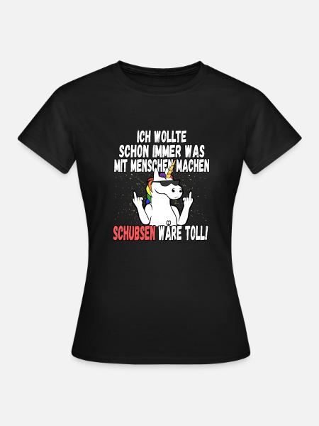 "Was mit Menschen machen" - lustig Einhorn Spruch - Frauen T-Shirt - Schwarz