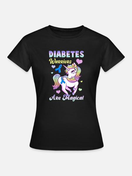 Diabetes Warriors Are Magical Cute Unicorn - Women's T-Shirt - black