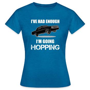 Lowrider Jumpcar Auto Lustiger Spruch Geschenk - Frauen T-Shirt - Antikblaues Saphir meliert - Vorne - AI Model Female 172 dark (172cm)