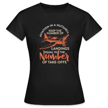 L’aviation en bref Gardez le nombre d’atterrissages - T-shirt Femme - noir - Devant - AI Model Female 172 dark (172cm)
