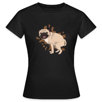 Pug poops piles of poop - Women's T-Shirt - black - Front - AI Model Female 172 dark (172cm)