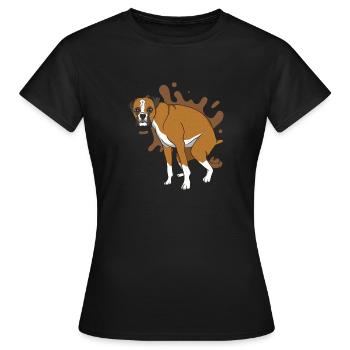 German boxer poops poop pile - Women's T-Shirt - black - Front - AI Model Female 172 dark (172cm)