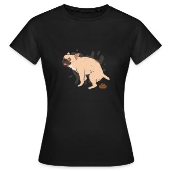 FRENCHIE poops piles of poop - Women's T-Shirt - black - Front - AI Model Female 172 dark (172cm)