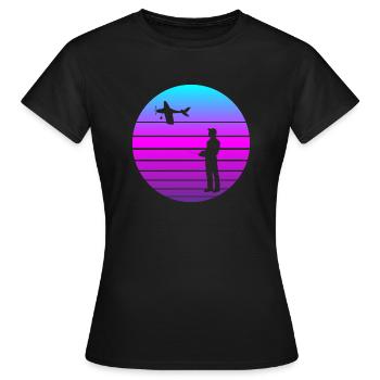 Modèle d’avion RC Volant Rétro Vintage Cadeau - T-shirt Femme - noir - Devant - AI Model Female 172 dark (172cm)
