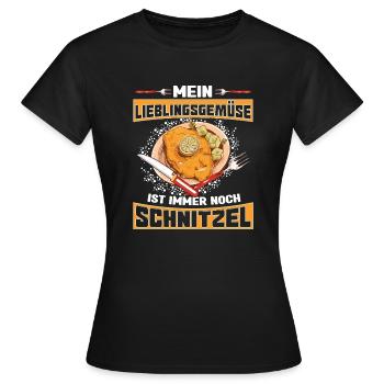 Schnitzel mein Lieblingsgemüse ist Schnitzel - Frauen T-Shirt - Schwarz - Vorne - AI Model Female 172 dark (172cm)