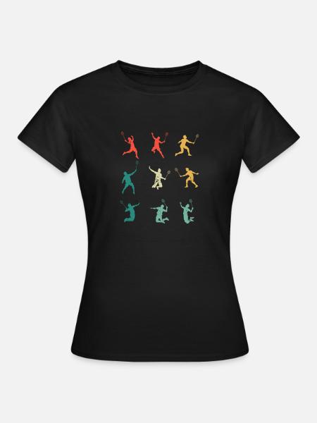 Badminton Spieler Cool Vintage Retro Kunst Sport - Frauen T-Shirt - Schwarz