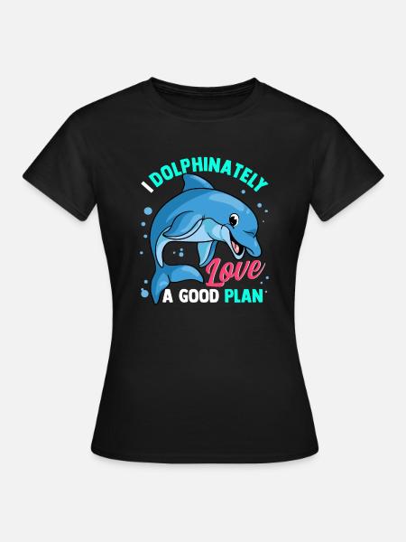 Delphine Delphin Delfin - Frauen T-Shirt - Schwarz