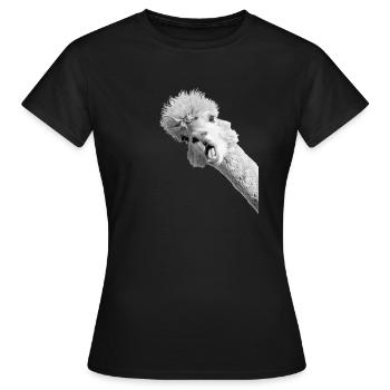 Alpaka Lama Herz-Liebes-Design-Geschenk - Frauen T-Shirt - Schwarz - Vorne - AI Model Female 172 dark (172cm)