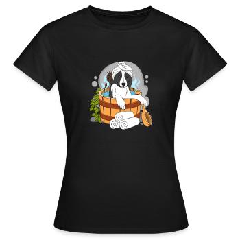 BORDER COLLIE Sauna Wellness - Frauen T-Shirt - Schwarz - Vorne - AI Model Female 172 dark (172cm)