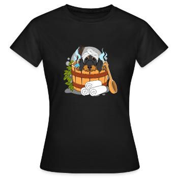 Rauhaardackel Sauna Bien-être - T-shirt Femme - noir - Devant - AI Model Female 172 dark (172cm)
