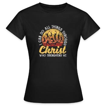 Volleyball Fan Christian Ich kann alle Dinge - Frauen T-Shirt - Schwarz - Vorne - AI Model Female 172 dark (172cm)