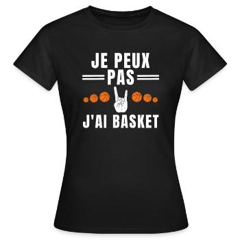 Je peux pas j ai basket signe de la main - T-shirt Femme - noir - Devant - AI Model Female 172 dark (172cm)