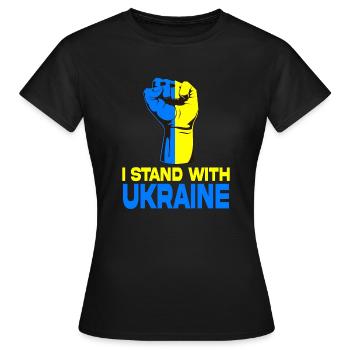 Ich stehe zur Ukraine - Frauen T-Shirt - Schwarz - Vorne - AI Model Female 172 dark (172cm)
