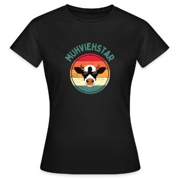 Muhviehstar Kuh Kühe Rind Bauern Landwirt Vieh - Frauen T-Shirt - Schwarz - Vorne - AI Model Female 172 dark (172cm)