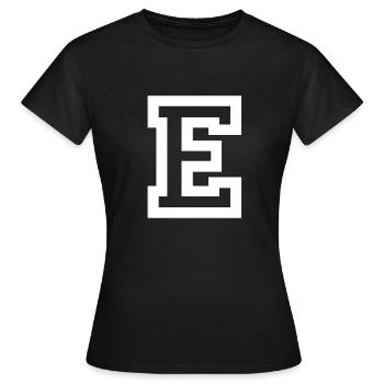 Lettre E - T-shirt Femme - noir - Devant - AI Model Female 172 dark (172cm)