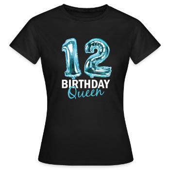 12 Years Birthday Gift Girl Balloons Print - Women's T-Shirt - black - Front - AI Model Female 172 dark (172cm)