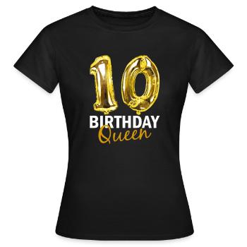 10 Years Birthday Gift Girl Balloons Print - Women's T-Shirt - black - Front - AI Model Female 172 dark (172cm)