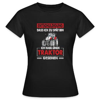 Traktor Motiv mit lustigem Spruch Herren Geschenk - Frauen T-Shirt - Schwarz - Vorne - AI Model Female 172 dark (172cm)