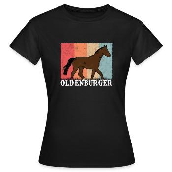 Oldenburg Cheval Retro Oldenburger - T-shirt Femme - noir - Devant - AI Model Female 172 dark (172cm)