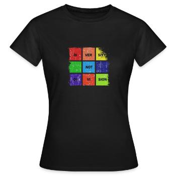 Diversity not Division Peace Love Inclusions Human - Women's T-Shirt - black - Front - AI Model Female 172 dark (172cm)
