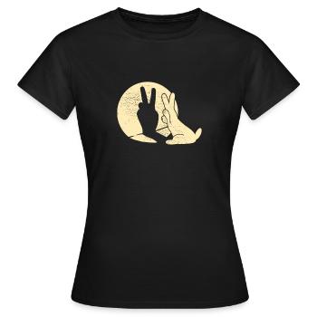 Hase Schatten Peace Zeichen - Frauen T-Shirt - Schwarz - Vorne - AI Model Female 172 dark (172cm)