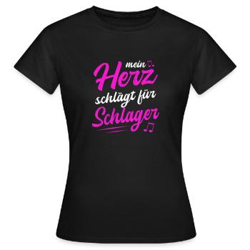 Mein Herz Schlägt Für Schlager Volksmusik Gaudi - Frauen T-Shirt - Schwarz - Vorne - AI Model Female 172 dark (172cm)