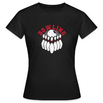 Bowling Ball Silhouette Drôle Bowler Pins Sport - T-shirt Femme - noir - Devant - AI Model Female 172 dark (172cm)