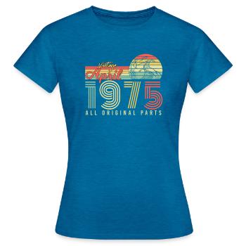 April 1975 Original Retro - Women's T-Shirt - antique blue sapphire heather - Front - AI Model Female 172 dark (172cm)