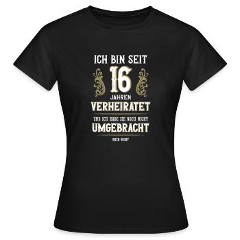 16 Jahre Verheiratet Saphirhochzeit Geschenk - Frauen T-Shirt - Schwarz - Vorne - AI Model Female 172 dark (172cm)