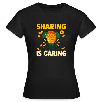 Partager, c’est prendre soin de l’ananas à l’envers - T-shirt Femme - noir - Devant - AI Model Female 172 dark (172cm)