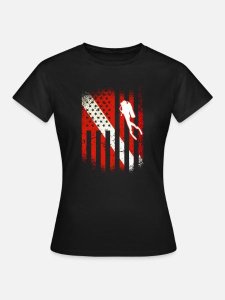 Duik usa duikvlag duiken - Vrouwen T-shirt - zwart