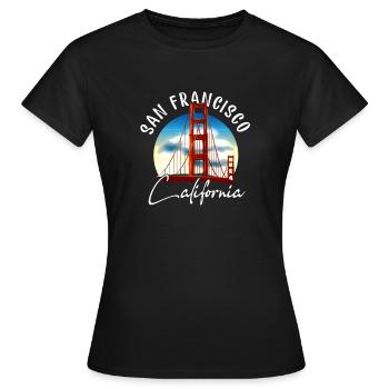 California Francisco Golden Gate Bridge Souvenir - T-shirt Femme - noir - Devant - AI Model Female 172 dark (172cm)