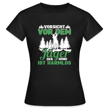 Jagen Jäger Vorsicht vor dem Jäger - Frauen T-Shirt - Schwarz - Vorne - AI Model Female 172 dark (172cm)