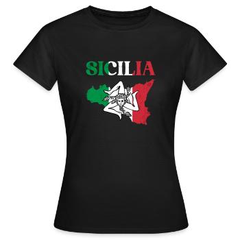 Italien Italia Sicilia Flagge Sizilien Palermo - Frauen T-Shirt - Schwarz - Vorne - AI Model Female 172 dark (172cm)