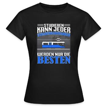 Straßenbahn Straßenbahnfahrer Studieren kann jeder - Frauen T-Shirt - Schwarz - Vorne - AI Model Female 172 dark (172cm)