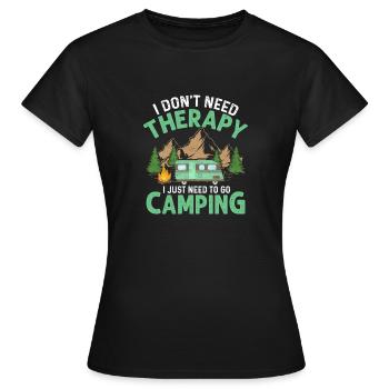 Je n’ai pas besoin de thérapie, j’ai juste besoin d’aller camper Cam - T-shirt Femme - noir - Devant - AI Model Female 172 dark (172cm)